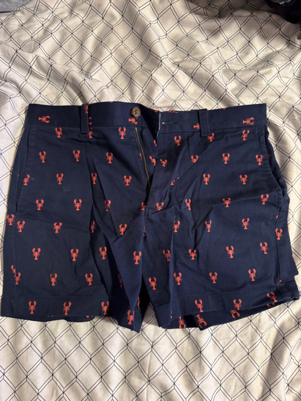 Men's Navy Blue Lobster Print Shorts